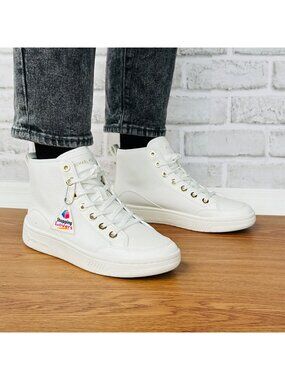 ⭐Michael Kors Shea MK White Gold Leather Designer Women Shoes Sneakers Sz 7M New